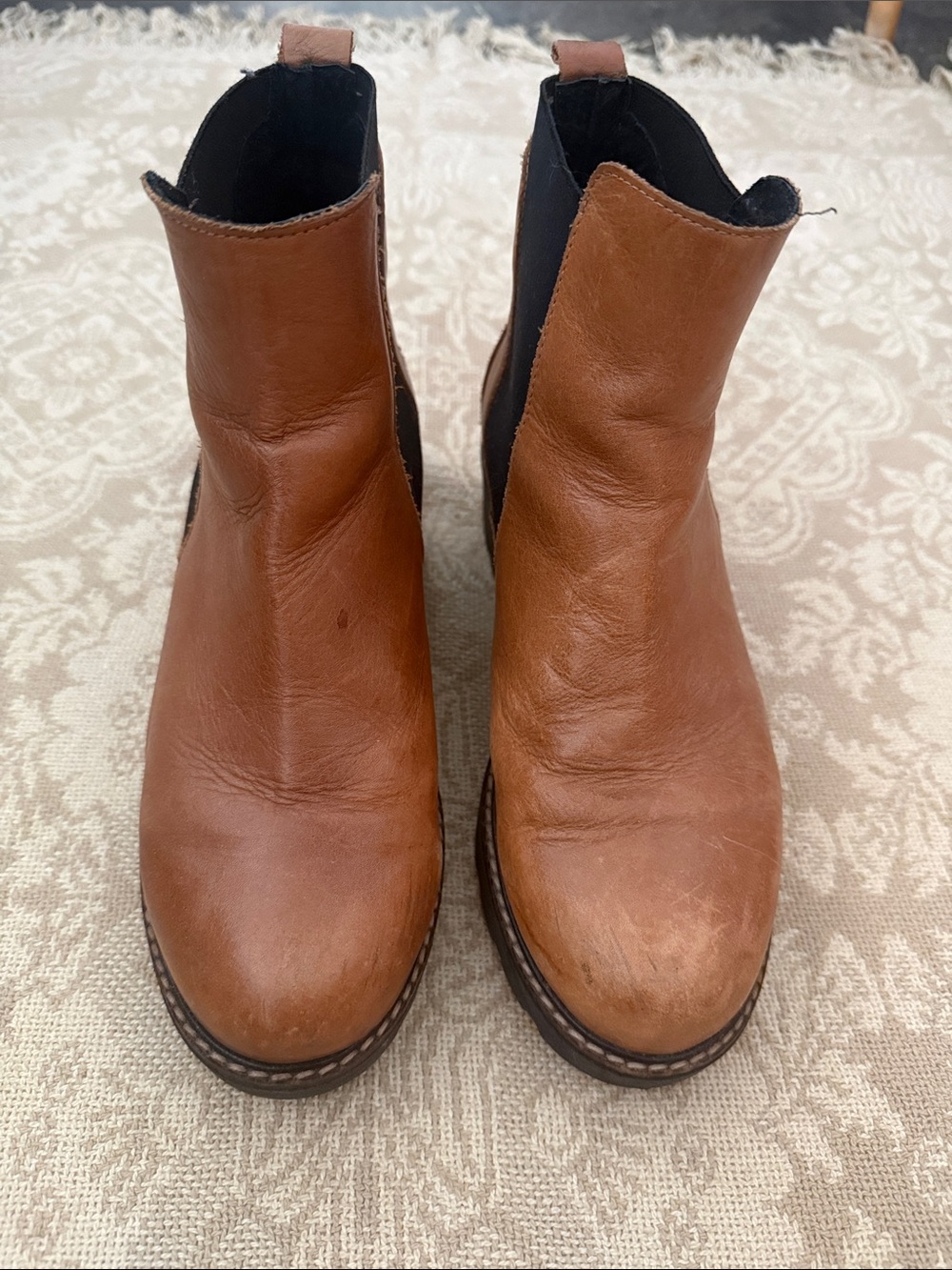 Anthropologie Brown Leather Chelsea Ankle Boots